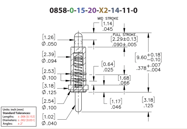 Form-fit mechanical replacement for Mill-Max 0858 through-hole pogo pin