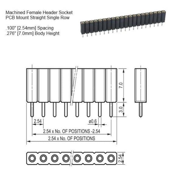 1*2 Round Pin female Header