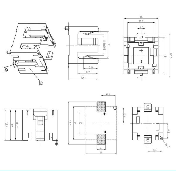 AG13 Battery Holder SMTDrawing