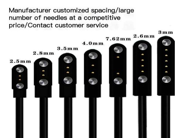 Waterproof magnetic pogo pin cable assembly, IP67 rated, 4-pin design for wearables